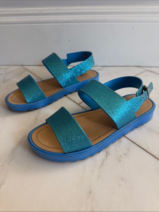 Kali Shoes - Kali blue glitter dual strap heel wrap buckled sandals women’s 9
